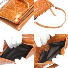 クロコダイル  ショルダーバッグ オレンジ  CROCODILE 3wayクラッチバッグ シャインニングの画像