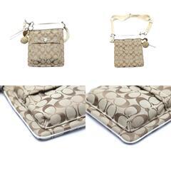 コーチ 7082 ショルダーバッグ カーキ×ホワイト  COACH スイングバッグ シグネチャーの画像
