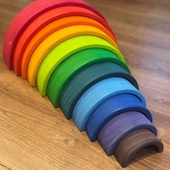 可愛い知育玩具♪カラフルアーチレインボー円形積み木の画像