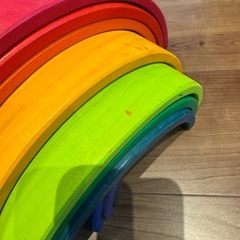 可愛い知育玩具♪カラフルアーチレインボー円形積み木の画像