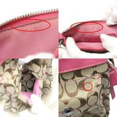 コーチ 7082 ショルダーバッグ カーキ×ピンク  COACH キャンバス 斜めかけの画像