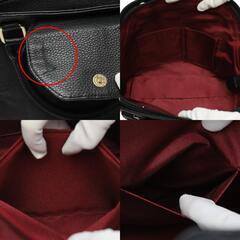 SB4382 ショルダーバッグ ブラック   オーストリッチ革使用  チェック柄 丸型大ハンドバッグ ホースヘアーの画像