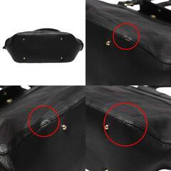 SB4382 ショルダーバッグ ブラック   オーストリッチ革使用  チェック柄 丸型大ハンドバッグ ホースヘアーの画像