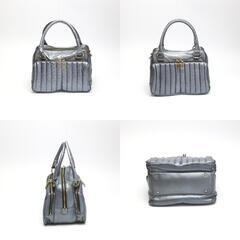 オーストリッチ SB4120 ショルダーバッグ スチールブルー  ostrich パール加工 ソフト トリプルファスナーの画像