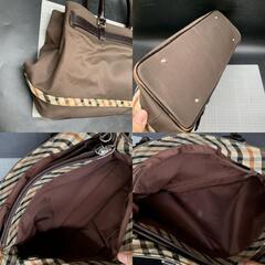 K395　DAKS ダックス トートバッグ キャンパス×レザー チェック ハンドバッグ　レディースバッグ　ヴィンテージ　中古の画像