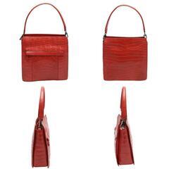 クロコダイル LB3062 ハンドバッグ red  CROCODILE 2wayの画像