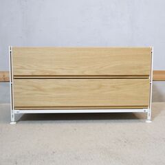 無印良品(MUJI)の人気のユニットシェルフ 引出し付きです。シンプルなデザインのローボードはテレビボードやチェストとしても♪ナチュラルテイストやインダストリアルモダンなお部屋に！の画像