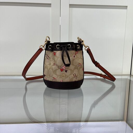 [コーチ]  可愛いです ショルダーバッグ ミニハート ミニスター バケツバッグ