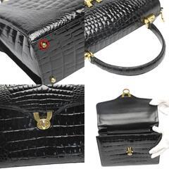 クロコダイル  ハンドバッグ ブラック  CROCODILE 2WAY クロコダイルの画像