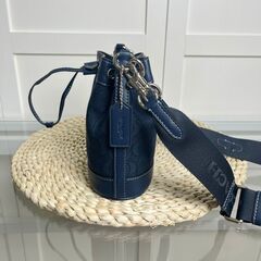 シンプルホワイト dempsey ドローコードバケツバッグ ライチ紋 トートバッグ レディース ショルダーバッグの画像