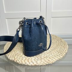 シンプルホワイト dempsey ドローコードバケツバッグ ライチ紋 トートバッグ レディース ショルダーバッグの画像