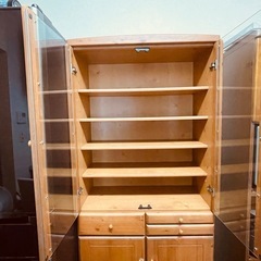 🟡無料🆓一本立食器棚　ブラウン　高さ180cm できれば土日祝日希望(主人が少しお手伝いできます)の画像