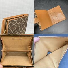 D345　NINA RICCI ニナリッチ PVC レザー ジラフ柄キリン柄 折りたたみ 二つ折り 財布 カードケース レディース がま口の画像