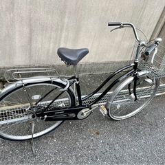 【お譲り先決定】27インチ変速なしオートLEDライトブラックの自転車の画像