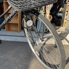 (DD) 通勤•通学に！ Takeda SUPEAGER シティサイクル 自転車 27インチ 変速6speed LEDオートライト付 ブラック系 BAAマーク 中古品 ③の画像