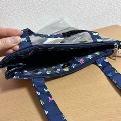 新品》猫柄プリントトートバッグ ネイビーの画像