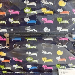 新品》猫柄プリントトートバッグ ネイビーの画像