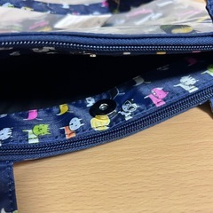 新品》猫柄プリントトートバッグ ネイビーの画像