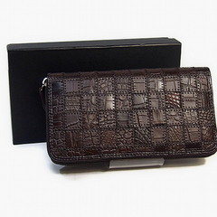 クロコダイル S-541 長財布 ニコチン  CROCODILE バッチワーク マットの画像