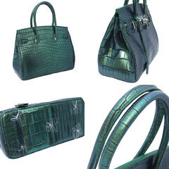 クロコダイル YB-2101 ハンドバッグ グリーン  CROCODILE サイズ30cmの画像