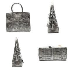クロコダイル YB-2101 ハンドバッグ シルバー  CROCODILE  ヘンローンの画像