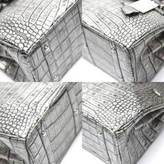 クロコダイル YB-2101 ハンドバッグ シルバー  CROCODILE  ヘンローンの画像