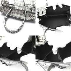 クロコダイル YB-2101 ハンドバッグ シルバー  CROCODILE  ヘンローンの画像