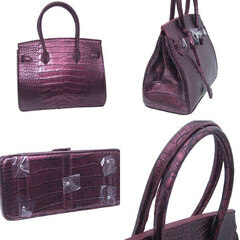 YB-2101 ハンドバッグ ワインレッド   30ｃｍ クロコダイルの画像