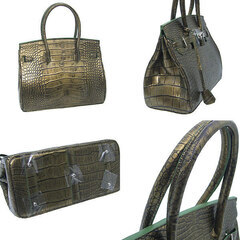 クロコダイル YB-2103 ハンドバッグ ゴールド  CROCODILE 35cmの画像