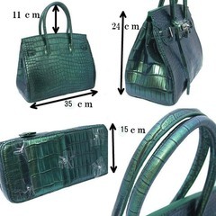 クロコダイル YB-2103 ハンドバッグ グリーン  CROCODILE サイズ35 クロコの画像