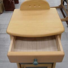 電話台 木製 収納家具  幅33x奥行30x高さ86.5cm 引き出し付き FAX台 苫小牧西店の画像