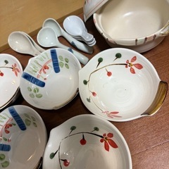 GY0905 土鍋　呑水　れんげ　まとめ売り　陶器　花柄　野菜の画像