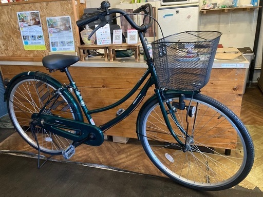 【前輪タイヤ・ダイナモライト新品！】シングルギア　26インチ自転車　モスグリーン