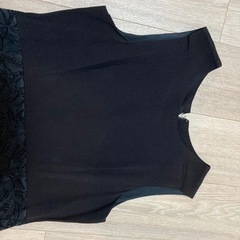 ブラック黒ノースリーブひざ丈ワンピース　礼服　レトロの画像