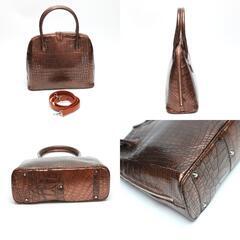 クロコダイル 3994 ハンドバッグ ブラウン  CROCODILE ブカッティー ショルダーの画像