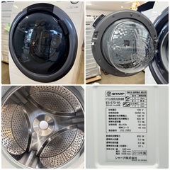 【超美品‼️】シャープ 2019年製 7.0/3.5kgドラム式洗濯乾燥機 洗濯機 ヒーター乾燥 プラズマクラスター搭載 ホワイト♪の画像