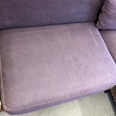 H2509-053 ラタンソファ 3人掛け アジアン家具 オットマン付き キズ汚れ色あせ有りの画像