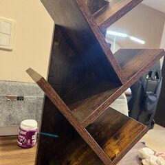 【美品】YMYNY 本棚 4段（高さ60cm・ブラウン）コンパクト収納の画像