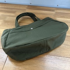【ハンドメイド】帆布トートバッグ ダークカーキ ボトルホルダー付き0905新品未使用の画像