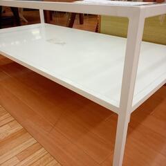 【リユースのサカイ八街店】★ジモティ割あり★ NITORI　ガラステーブル　ローテーブル　ホワイト　クリーニング済　YJ7724の画像
