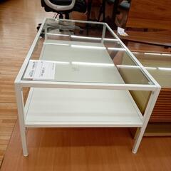 【リユースのサカイ八街店】★ジモティ割あり★ NITORI　ガラステーブル　ローテーブル　ホワイト　クリーニング済　YJ7724の画像