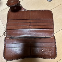 栃木レザー 長財布 バイカーズウォレット ライダースウォレット ヌメ革 レザーウォレット メンズ財布 サドルレザー 本革 革財布 さいふ ブラウンの画像