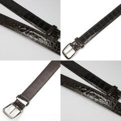 クロコダイル  ベルト ブラウン  CROCODILE ステッチ 全長：107cmの画像