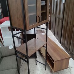 リユースのサカイ栃木店★ジモティ割あり★  食器棚 ブラウン×ブラック W64.5×D40×H184 クリーニング済み TC10562の画像