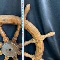 舵 木製 直径約70cm インテリア 船舵 ラットハンドルの画像