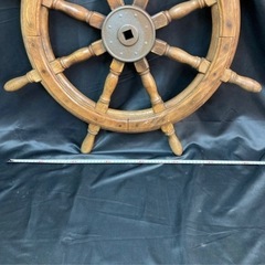 舵 木製 直径約70cm インテリア 船舵 ラットハンドルの画像