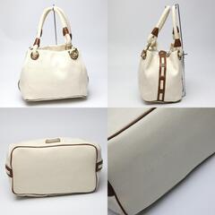 マイケルコース  トートバッグ ホワイト×ブラウン  Michael Kors マリン調 キャンバスの画像