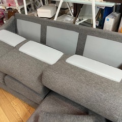 L字ソファー 三人がけ グレー 中古の画像