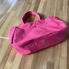 【ハンドメイド】丸底帆布トートバッグ カーネーションピンク ボトルホルダー付き0905新品未使用の画像