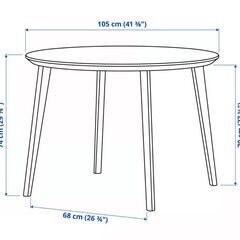 ダイニングテーブル バーチ材 アッシュ材 無垢材 丸 円形 LISABO 直径105cm 高さ74cm 定価24990円★買取帝国 志木店の画像